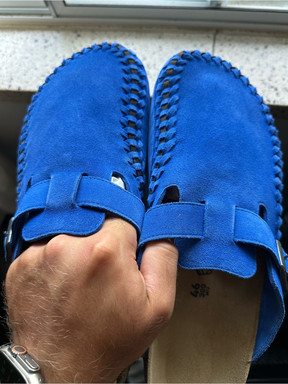 Sz 46/M13 Kith x Birkenstock Men’s Blue Suede Boston Woven Sandals - Picture 8 of 10